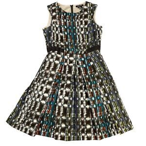 Etcetera sleevless silk and wool blend multi colored pleated dress size 10